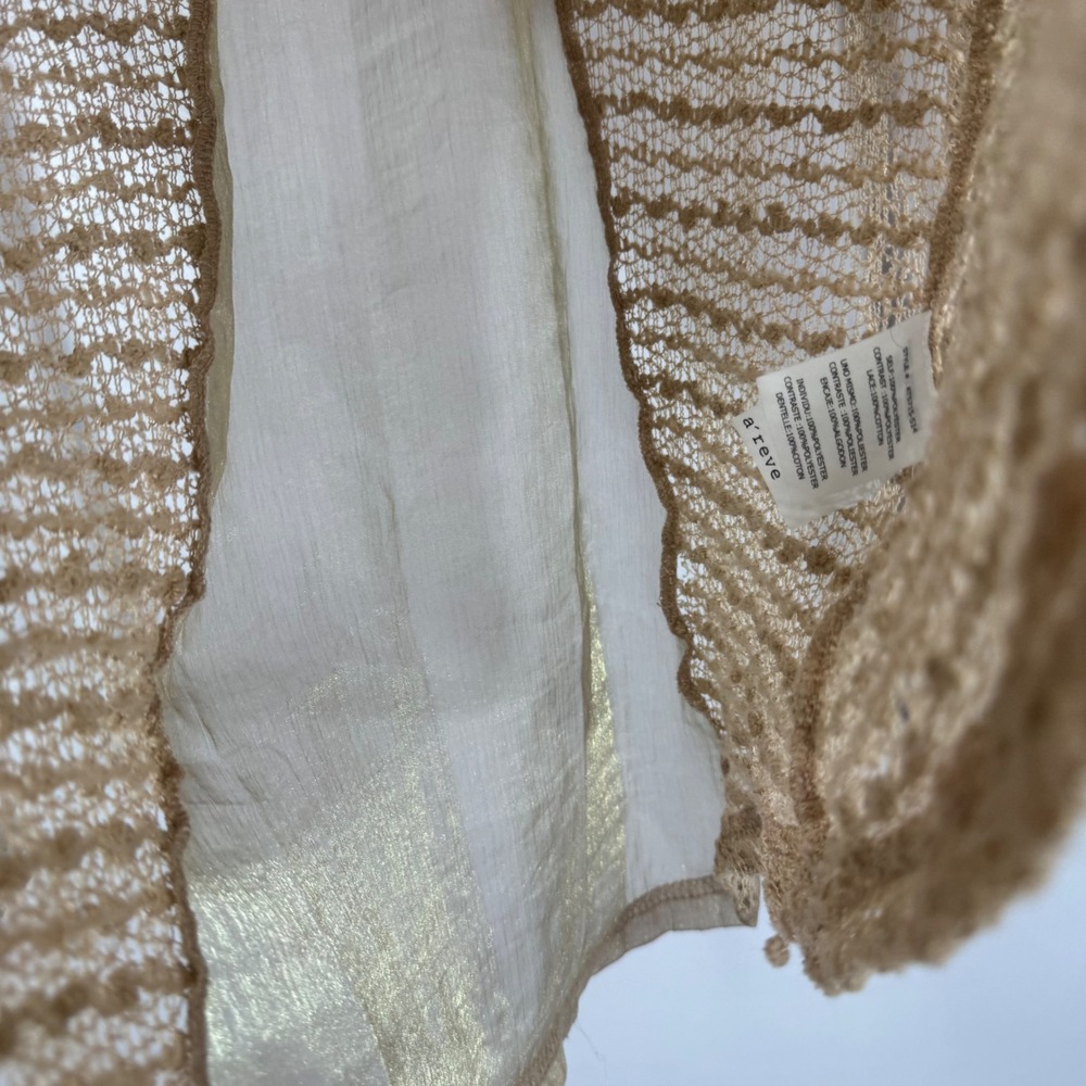 a'reve‎ Womens L Lace Long Sleeve Boho Knit Top Beige Brown Casual Pullover - Picture 4 of 12